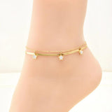 Double Flat Snake Chain Star Shell Anklets For Women