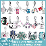 925 Silver Red Heels Charm Beads Fit Bracelet