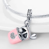 925 Silver Red Heels Charm Beads Fit Bracelet