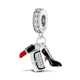 925 Silver Red Heels Charm Beads Fit Bracelet