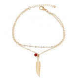 Women's Beaded Feather Anklets Foot Chain Jewelry