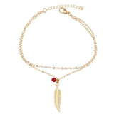 Women's Beaded Feather Anklets Foot Chain Jewelry