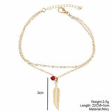 Women's Beaded Feather Anklets Foot Chain Jewelry