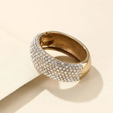 Vintage Crystal Stainless Steel Bangles for Women Wide Round Open Bracelet