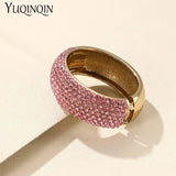 Vintage Crystal Stainless Steel Bangles for Women Wide Round Open Bracelet