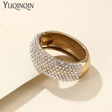 Vintage Crystal Stainless Steel Bangles for Women Wide Round Open Bracelet