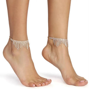 Shining Rhinestone Tassel Anklet Beach Sandals Barefoot Bracelet Anklet