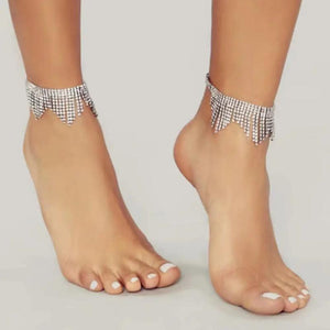 Shining Rhinestone Tassel Anklet Beach Sandals Barefoot Bracelet Anklet