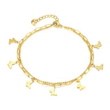 316L Stainless Steel Butterfly Double Layer Anklet Beach Jewelry