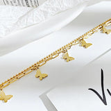 316L Stainless Steel Butterfly Double Layer Anklet Beach Jewelry