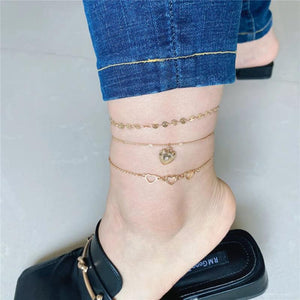 Round Disc Chain Anklet Bracelet Sweet Decorate