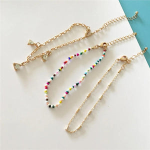 Colorful Bead Layered Anklet Bracelet for Women