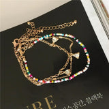 Colorful Bead Layered Anklet Bracelet for Women