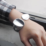 Punk Metal Cuff Bangle Statement Open Alloy Bracelet for Women