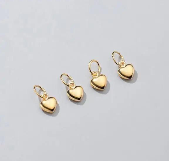 925 Silver Stereo Heart Circle Charms Plating 4 Colors Women Decoration Pendants