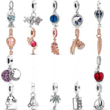 Pink Flamingo Charm Bead 925 Sterling Silver Bracelet DIY Jewelry