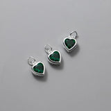 925 Silver Colorful Zircon Heart Charms Women Pendants DIY Jewelry