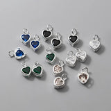 925 Silver Colorful Zircon Heart Charms Women Pendants DIY Jewelry