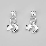 925 Silver Moon&Star Charms Necklace DIY Jewelry Women Birthday Gift
