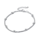 Double-deck Bead Chain Anklets Silver Foot Jewelry Gift For Girls