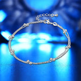 Double-deck Bead Chain Anklets Silver Foot Jewelry Gift For Girls