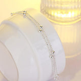 Double-deck Bead Chain Anklets Silver Foot Jewelry Gift For Girls