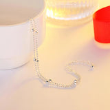 Double-deck Bead Chain Anklets Silver Foot Jewelry Gift For Girls