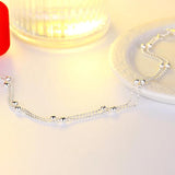 Double-deck Bead Chain Anklets Silver Foot Jewelry Gift For Girls