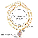 2Pcs/Set Silver Crystal Anklet Girls Copper Chain Leg Bracelet
