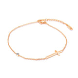 Stainless Steel Cross with CZ Anklet For Women