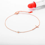 Stainless Steel Cross with CZ Anklet For Women