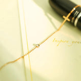 Stainless Steel Cross with CZ Anklet For Women
