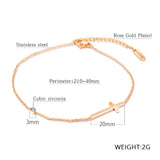 Stainless Steel Cross with CZ Anklet For Women
