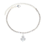 Rhinestone Anklet Bracelet Clover Pendant Alloy Wrist Ankle Chain