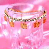 Silver Rhinestone Butterfly Charm Anklet Beach Foot Chain Bracelet
