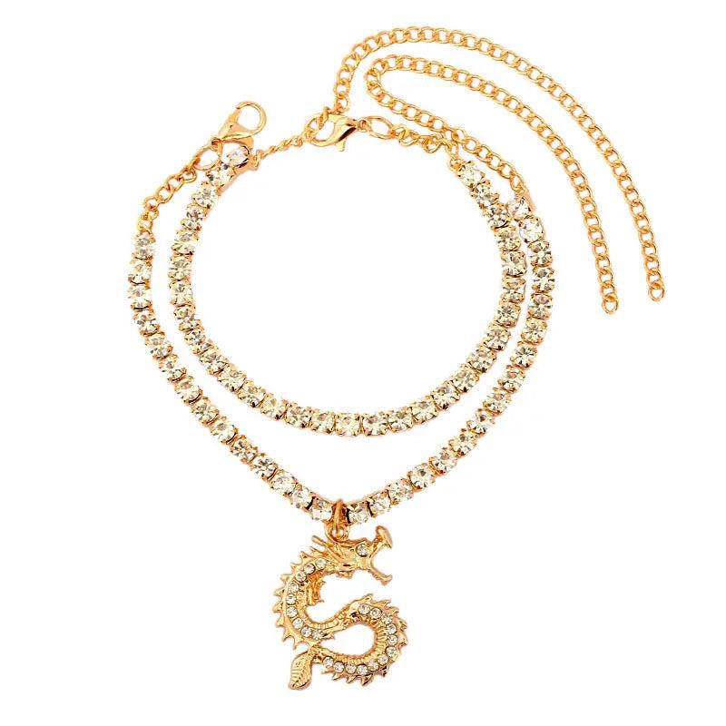 Dragon Anklet Bling Crystal Tennis Chain Women Foot Jewelry