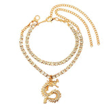 Dragon Anklet Bling Crystal Tennis Chain Women Foot Jewelry
