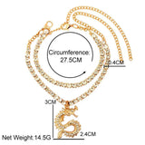Dragon Anklet Bling Crystal Tennis Chain Women Foot Jewelry