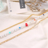 Boho Pearl Beaded Anklets Mushroom Rainbow Beads Foot Chain