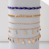 Cord Star Tassel Anklet for Women Multilayer Foot Chain Beach Jewelry