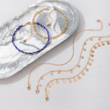 Cord Star Tassel Anklet for Women Multilayer Foot Chain Beach Jewelry