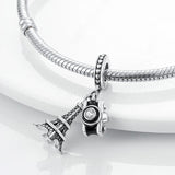 Vintage Travel Charm 925 Silver Eiffel Tower Bead Necklace Pendant
