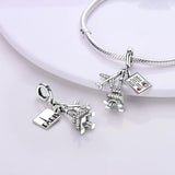 Vintage Travel Charm 925 Silver Eiffel Tower Bead Necklace Pendant
