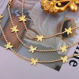 Punk Women's Anklets Summer Wild Butterfly Foot Bracelets Rhinestone Chain