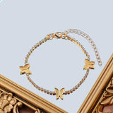 Punk Women's Anklets Summer Wild Butterfly Foot Bracelets Rhinestone Chain