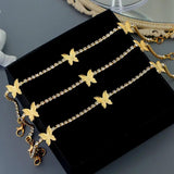 Punk Women's Anklets Summer Wild Butterfly Foot Bracelets Rhinestone Chain