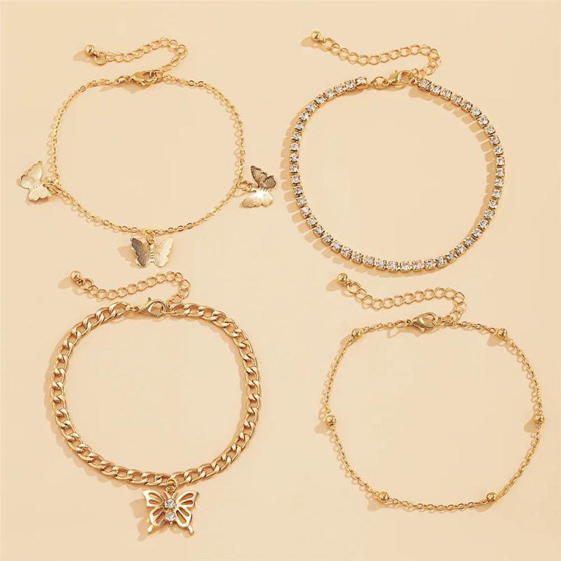 Boho Butterfly Chain Anklets Set For Women Girls Multilayer Foot Ankle Bracelet