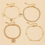 Boho Butterfly Chain Anklets Set For Women Girls Multilayer Foot Ankle Bracelet