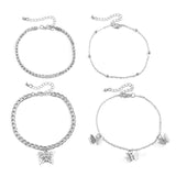 Boho Butterfly Chain Anklets Set For Women Girls Multilayer Foot Ankle Bracelet