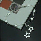Ephalus Two Stars Women's Anklet Silver Plated Hypoallergenic Jewelry